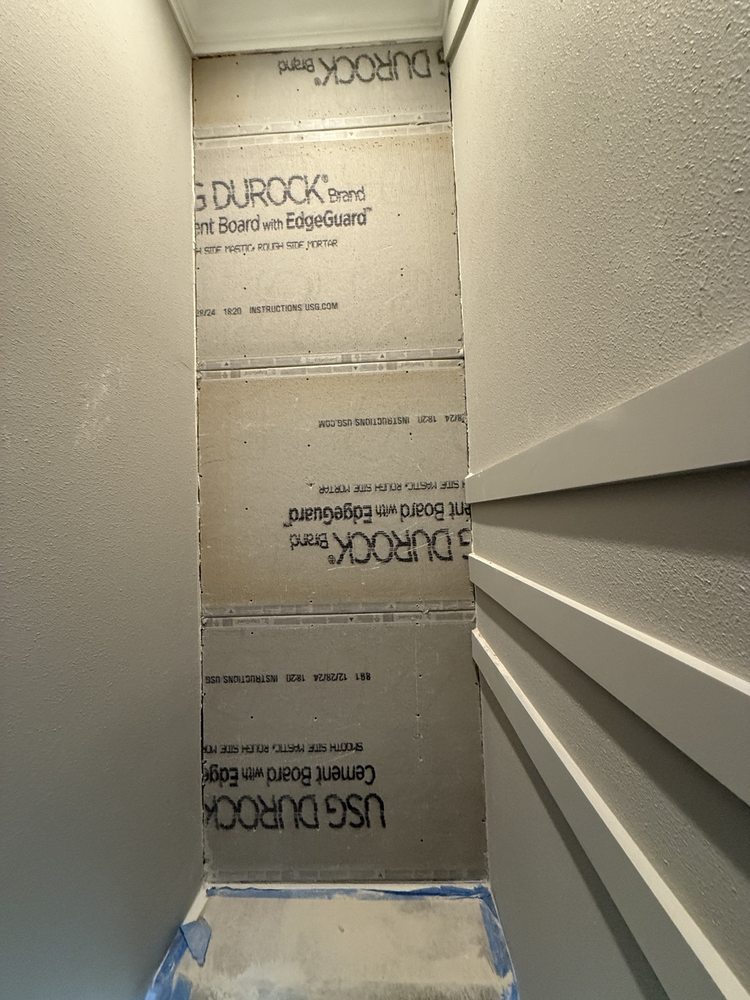 Cement backer board prepared for a decorative tile panel